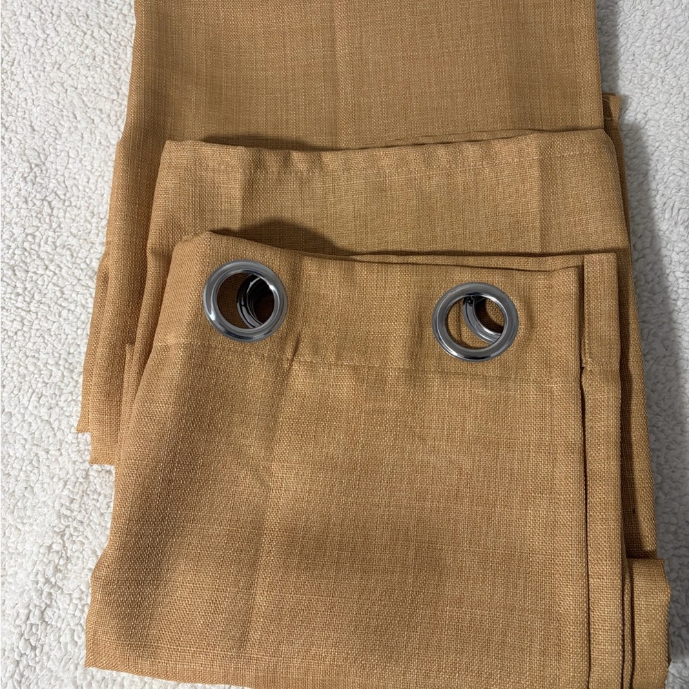 Loewe beige tan grommet-top curtains - Picture 7 of 9